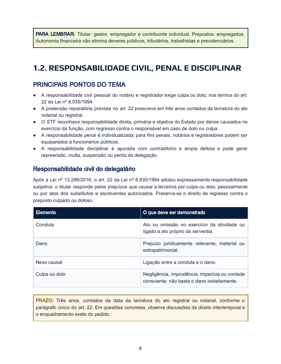 Página do material com explicações e quadro de estudo