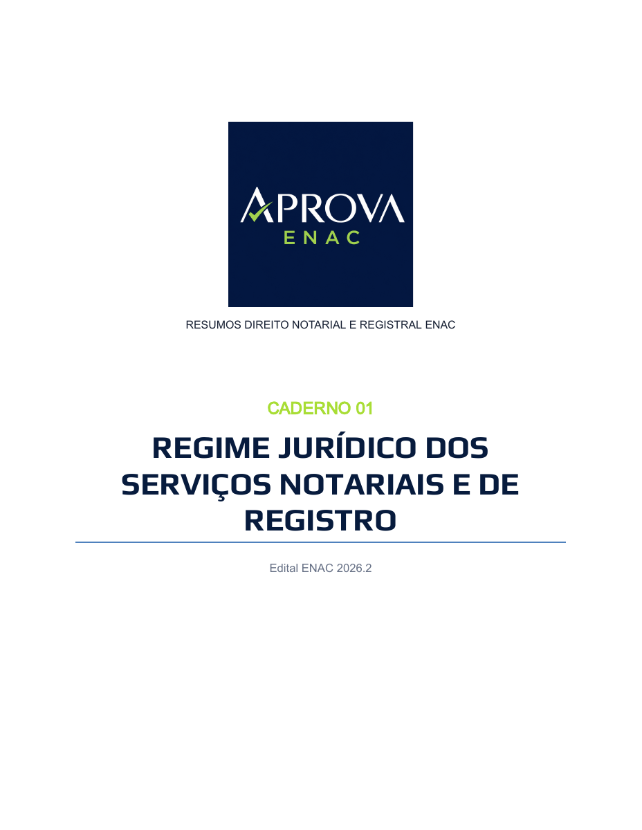 Capa do Caderno 01: Regime Jurídico dos Serviços Notariais e de Registro