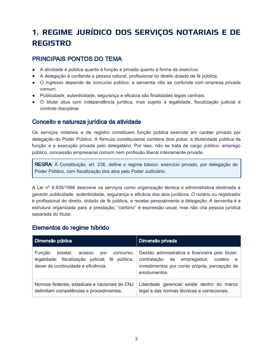 Página do material com principais pontos do tema
